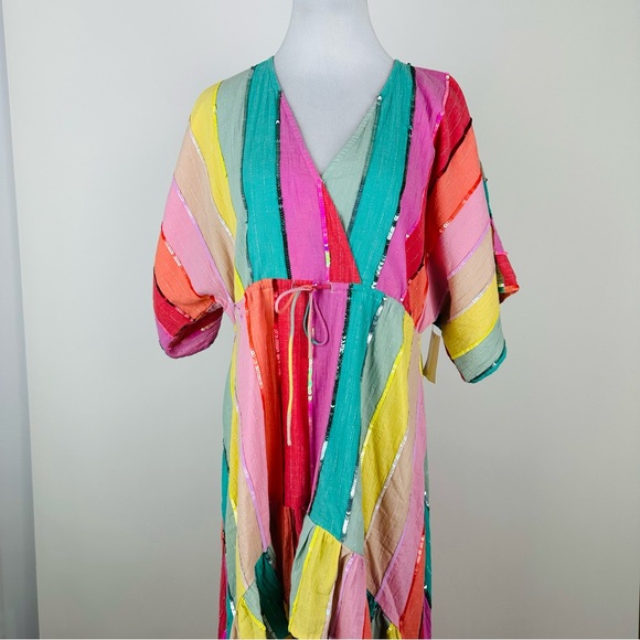Sundress Deva Multi Stripe Sequin Resort Wear Summer Dress Size XS/S - Picture 11 of 12